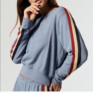 Spiritual Gangster Stripe Blue Crop Sweatshirt XS